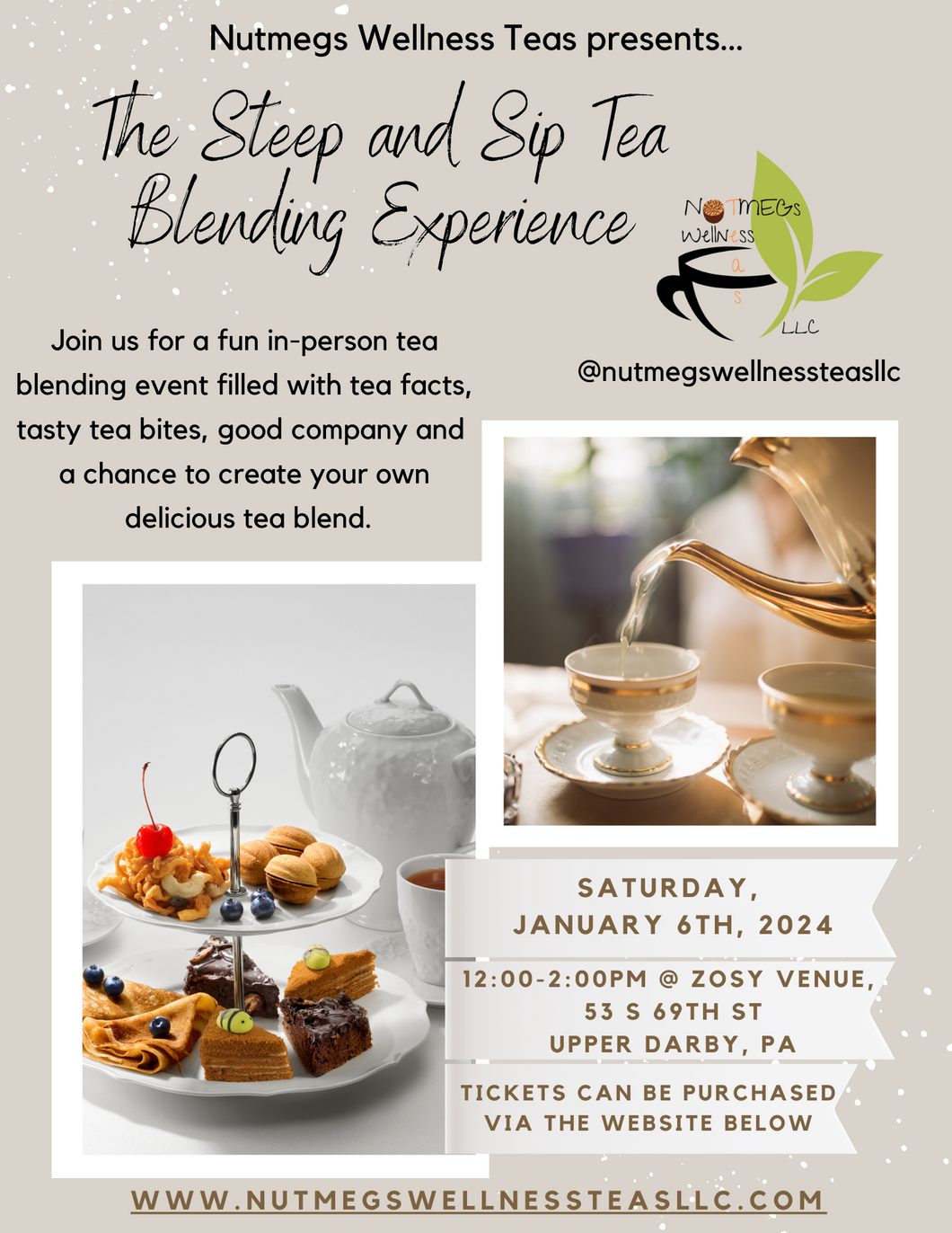 50% OFF - 1/6/24 In-Person Steep and Sip Tea Blending Experience