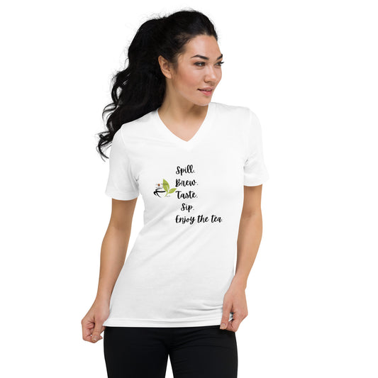 ‘Enjoy the Tea’ Unisex Short Sleeve V-Neck T-Shirt