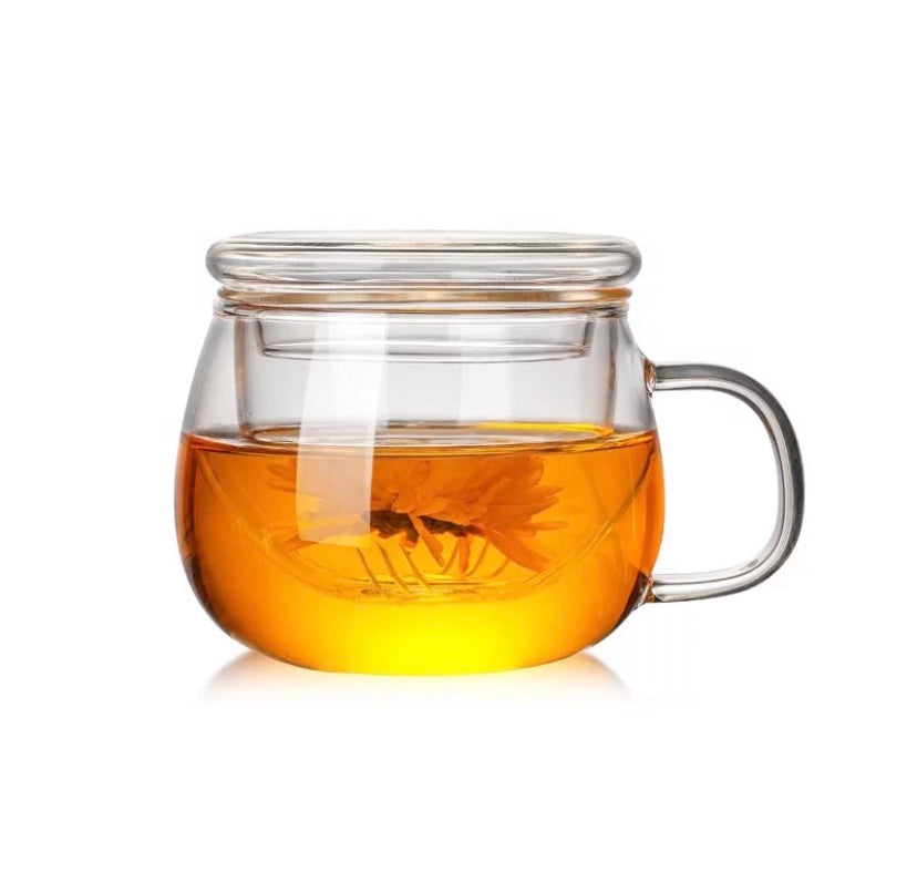 Borosilicate Glass Tea Infuser Cup Set with Infuser Basket