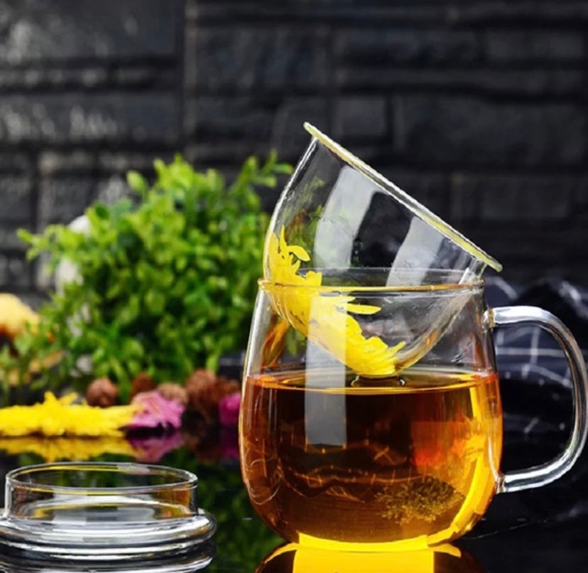 Borosilicate Glass Tea Infuser Cup Set with Infuser Basket